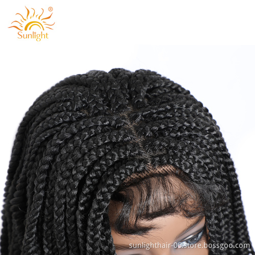 Sunlight Braided Wigs Human Glueless Braid Wholesale Lace Extensions Closure Fiber Synthetic braiding hair wig